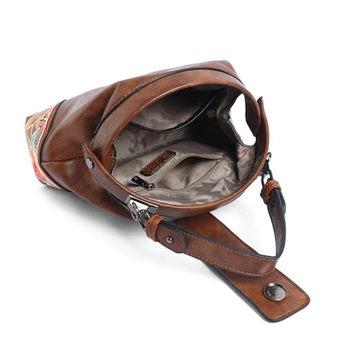 Image of EXOTIC Zenvira Artisan Satchel Bag with Embroidered Detailing, Structured Silhouette, Detachable Sling Strap Purse