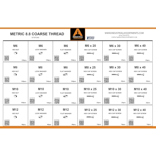 Titan Industrial Supply-1275 Piece Metric 8.8 Nut Bolt and Washer Assortment, Hex Head Cap Screws, Flat and Lock Washers, Hex Nuts, Coarse Thread Kit - Image 2