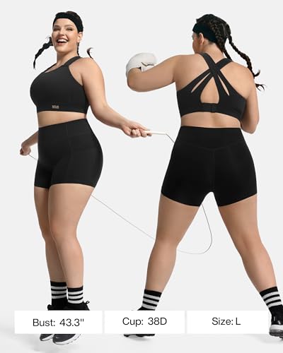 High Impact Sports Bra Molded Cup Adjustable Criss Cross No Bounce Wireless Workout Bra for Large Breasts2