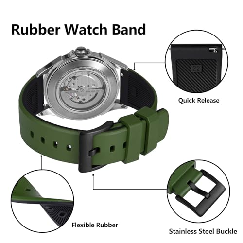 Correa de reloj de goma 22mm BISONSTRAP impermeable de dos tonos para hombre 4