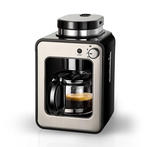 Macchina da caffè completamente automatica con macinacaffè, mini macchina per caffè espresso portatile, combinata per caffè macinato o in chicchi interi, colore nero, 600 W.