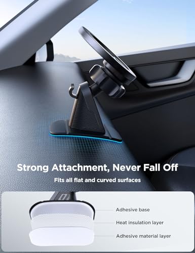 Image of INICIO MagSafe Magnetic Car Mount, Super Stable 360* Dashboard Car Holder with 20 N52 Magnets & Metal Ring for iPhone 16 15 14 13 12 Pro Max Plus, Mag-Safe Cases Galaxy S24 S23 Pixel & All Phones