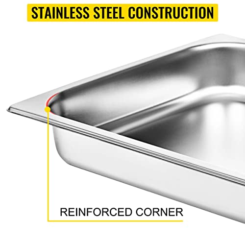 3 Pack Hotel Pans, 1/2 Size 2.6" Deep, Commercial Stainless Steel Pan, Steam Table Pan, Catering Food Pan With Lid (2.6''Deep(Pans-2+Lid-1)) #TOP4