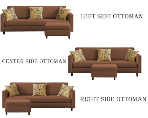 Image of Casaliving Premium Lifestyle Fabric 5 Seater L Shape Sofa Set 4 Seater Modern Sofa Set & Ottoman for Living Room (Brown Color Sofa Set)