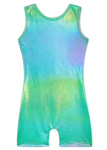 Image of HOZIY Gymnastics Leotards for Girls with Shorts Toddlers Biketards Rainbow Unicorn Dinosaur Mermaid Leopard Flower Galaxy