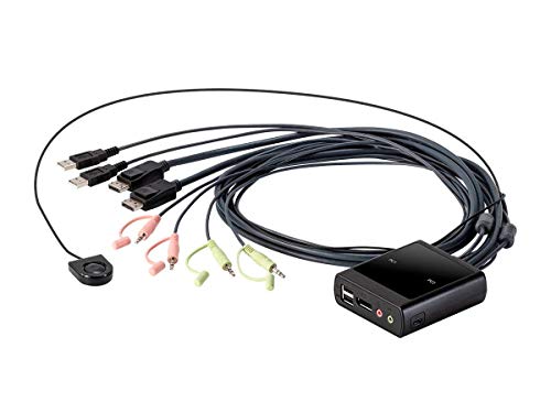 Monoprice 2-Port Usb Displayport Cable Kvm Switch, 4096X2160@30Hz With Remote Port Selector, Supports Microphone And Speakers #TOP12