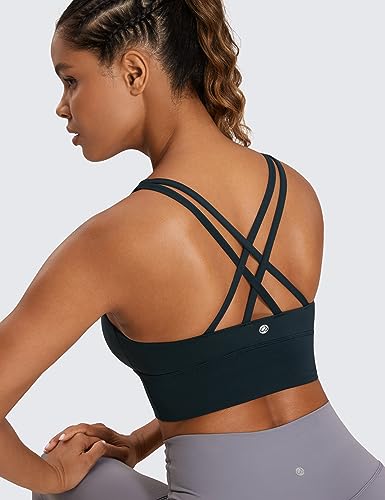 Image of CRZ YOGA Naked Feeling Longline Sports Bras | Medium Support, Removable Pads, Yoga, Sleek, Strappy Back, Scoop Neck, for Women
