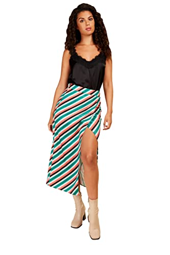Little Mistress Stripe Mock Wrap Midi Skirt, 8, Multi