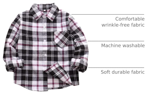 Image of Phorecys Girls' Plaid Flannel Shirt Long Sleeve Button Down Buffalo Checkered Shirt 2T-10 Years
