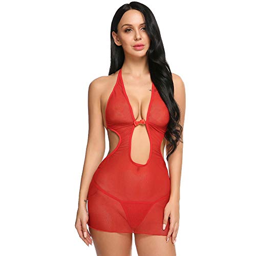 Nuisette femme sexy col V profond | Vêtements de nuit érotiques