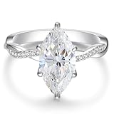 LOIPURI 4CT Marquise Cut Moissanite Engagement Ring for Women, Moissanite Wedding Rings 14K Gold/White Gold Plated, Promise Travel Band for Anniversary, Size 10