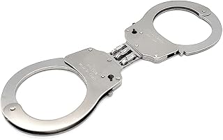 JASINCESS Toy Hinged Handcuffs with Key Steel Police Handcuffs Costume Prop Accessories Party Supplies