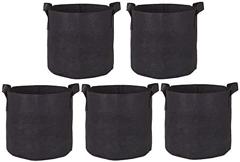 Zilong 5 Pack 3 Gallon Grow Bags Breathable Nonwovens Fabric Pots Potato Tomato Strawberry Vegetable Fruit Plant Garden Planter Bags w/Handles