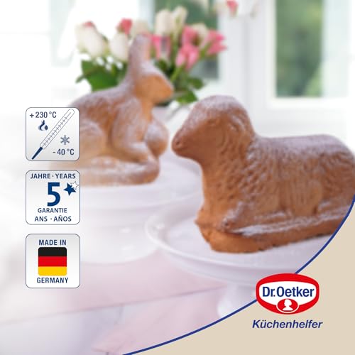 Dr. Oetker 3D Vollbackformen-Set Hase und Lamm – Aus Stahlblech mit Antihaftbeschichtung, inkl. Verschlussklammern, Hitzebeständigkeit: +230 °C, Reinigung per Hand, Made in Germany