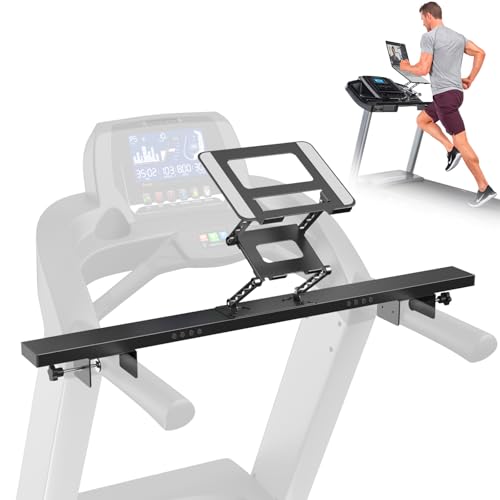 Treadmill Laptop Stand, Adjustable Aluminum Holder, Black