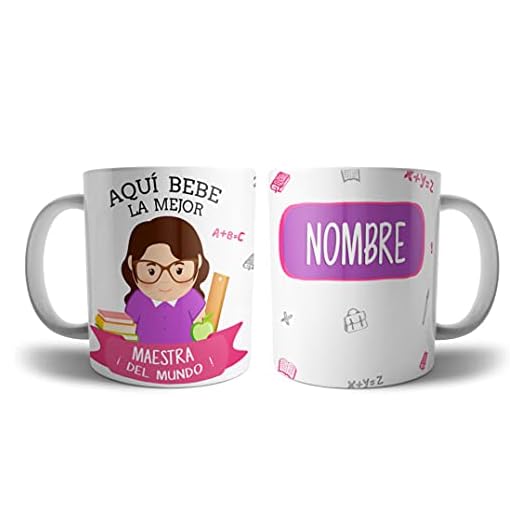 Taza Maestra Personalizada con Nombre | Taza Personalizada Profesora con Nombre | Taza Cafe Maestra Personalizada | Taza Frase Bonita para Regalo Original