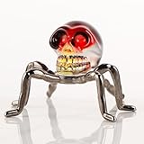 JOASURA Creepy Halloween Decorations Gift - Red Spider Skull Head Statue, 2.83 x 3.82 Inch Indoor Scary Home Decor Props, Party Carved Souvenir Gifts, Halloween Crafts for Adults