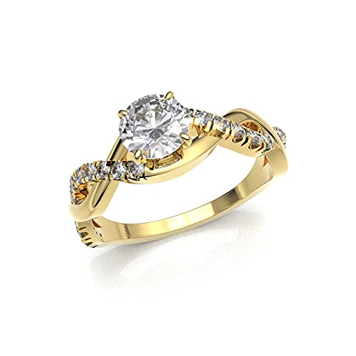 JEWELS FORUM 0.70cts Solitaire Diamond Engagement Ring 14K White Gold 0.55cts Certified Center Diamond Split Shank Setting Infinity Anniversary Wedding Band Ring For Women (Color HI, Clarity I1/I2)2