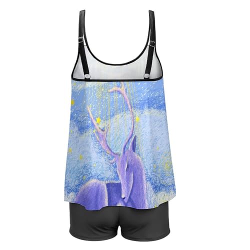 Maillot de Bain Robe de Plage Violette Masque les Formes Tankini Confortable - 5