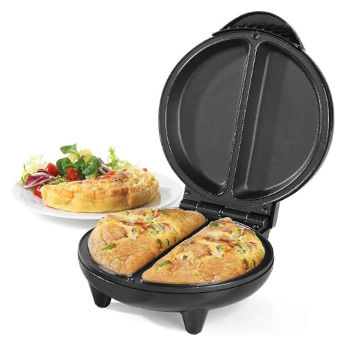 Sartén Eléctrica para Hacer Tortillas de Dos Zonas,Sin Necesidad de Voltear para Preparar Dos Tortillas a La Vez,Compacta y con Superficie Antiadherente Fácil De Limpiar