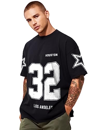 Jump Cuts Men’s Black and White 3/4th Sleeve Boxy Fit T-Shirt | Cottonblend Round Neck Tee Jump Cuts Men’s Black and White 3/4th Sleeve Boxy Fit T-Shirt | Cottonblend Round Neck Tee
