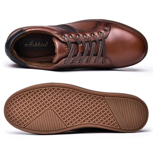 Image of Arkbird Casual Sneakers, Breathable Lace-Up Leather Walking Shoes Comfortable Fashion Sneakers for Men Daily Work
