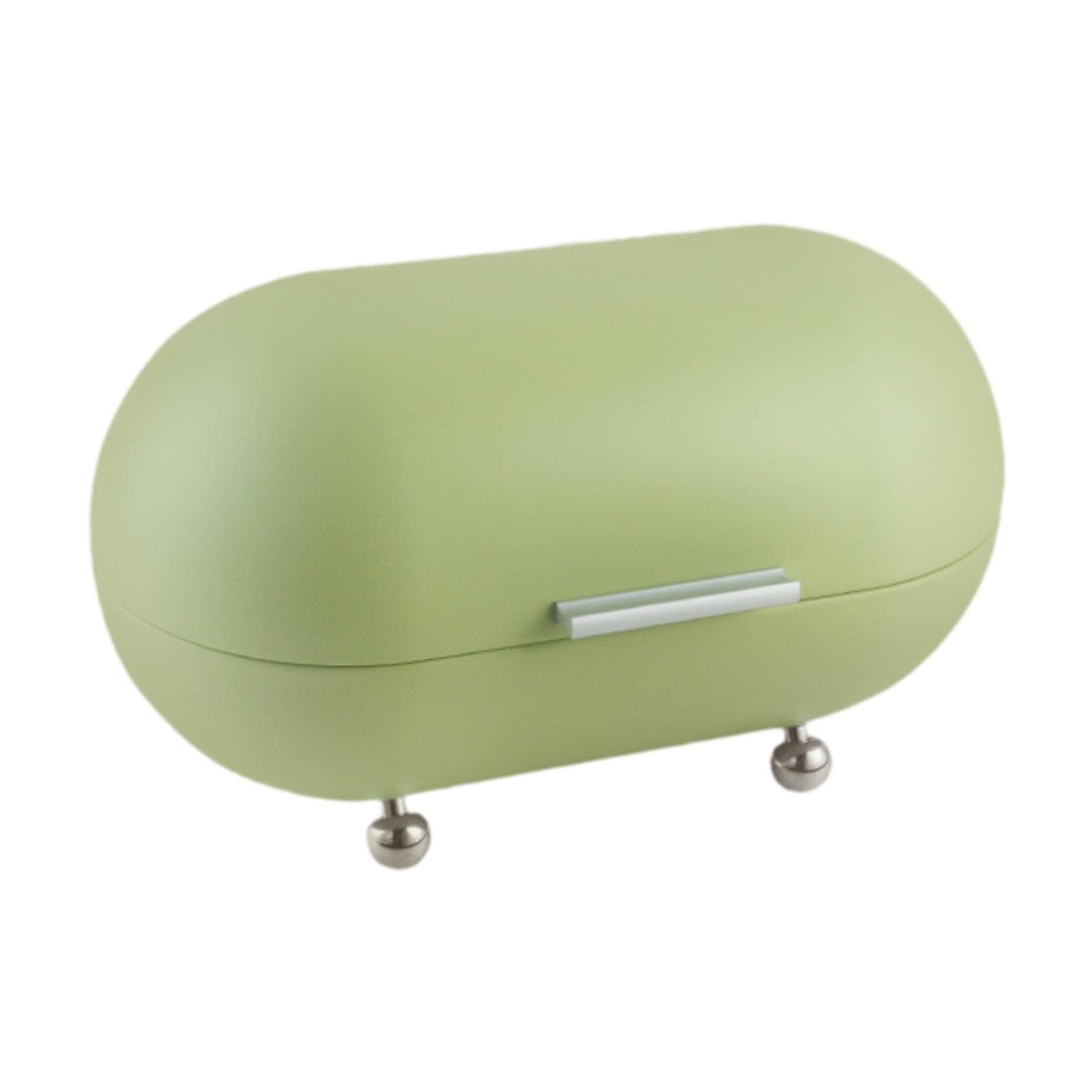 Caja de Almacenamiento de Pan multifunción para encimera, repostería, Cocina, Elegante Recipiente Metal para Pan con Tapa abatible fácil Abrir y Cerrar. , Verde