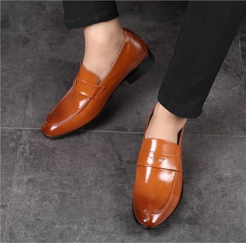 Mens Loafers Shoe Simple Breathable Burnished Toe Loafers Faux Leather Resistant Flat Heel Lightweight Fashion Slip On4