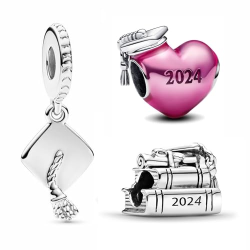 Abalorio de graduación 2024 de plata 925 para pulseras de mujer