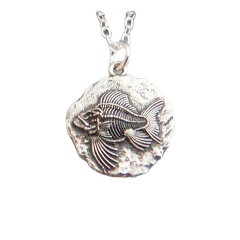 Animal marino oceánico en collar de rape de plata 925, amuleto místico antiguo con cadena