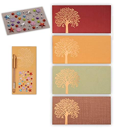 Shagun Sobres de regalo para dinero en efectivo por Devika, sobres de regalo con purpurina y bolígrafo de purpurina para decorar 12 piezas/24 unidades