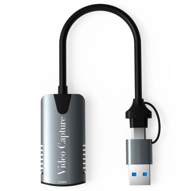 Coverzone Type-c To Usb 2in1 Video Capture Yakalama Kartı Uçlu HDMI to Type-C PC Bilgisayar Video Adaptör Çevirici (HDMI aktarma için Kullanılmaz)