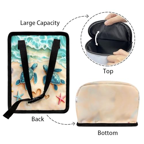 Image of KEIAHUAN Beach Theme Sea Turtle Hanging Car Trach Can for Back Seat Automotive Garbage Container Bin Large Capacity Portable Grocery Organizer Bag with Lid for Snacks, Drinks, and widget