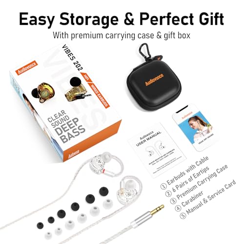 Image of Audiovance Vibes 202M HiFi Wired Earbuds in-Ear Monitor Headphones with Mic