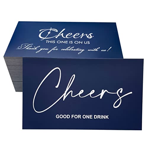 RXBC2011 100 gratis dranktickets drankbonnen voor feest, bruiloft, Halloween, werkevenement, feestbar, donker marineblauw