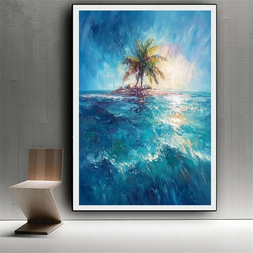 Diamond painting adulte arbre océan 5D : kit complet broderie diamant débutant 70x90cm