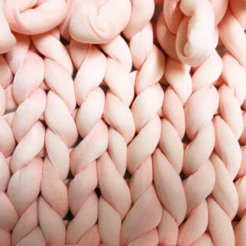 Arm Knitting Yarn For Chunky Braided Knot Throw Blanket Diy, Soft Extra Cotton Washable Tube Bulky Giant Yarn For Weave Craft Crochet (Shell Pink 0.55Lb) #TOP5