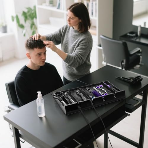 Hedume Barber Clipper Tray Organizer with Anti-Slip Mat, Corded Clippers Holder for Hairdresser, Multifunctional Razors Case for Clippers, Trimmers & Other Tools Storage - 15.7\" L x 8.5\" W