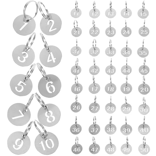 Etiquetas para llaves numeradas de acero inoxidable resistentes para organizar llaveros