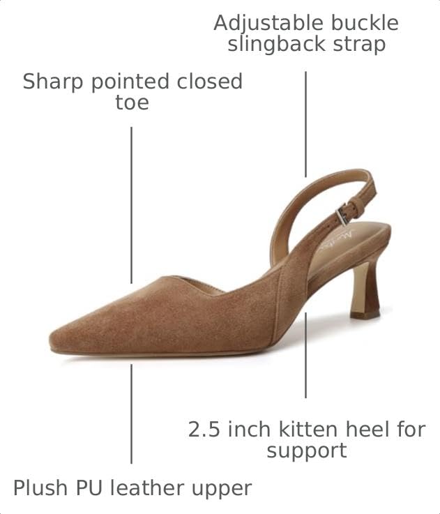 Image of Mostrin Kitten Heels for Women Slingback Pointed Closed Toe Heels Women's Pumps Shoes for Wedding, Party, Commuting