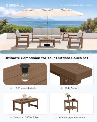 Image of SERWALL HDPE Outdoor Patio Furniture Set Outdoor Couch