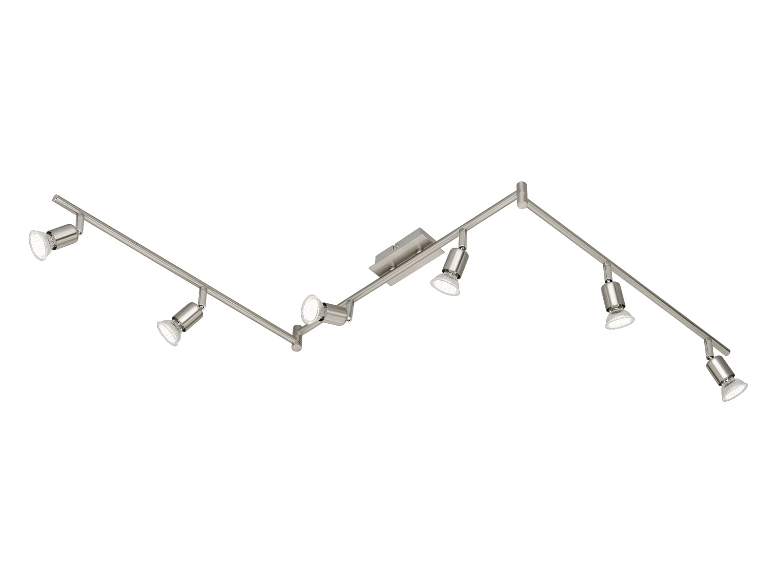 Reality Leuchten LED Spotleuchte 6-flammig, EEK A, nickel matt, inklusiv 6 x GU10/2.5 W, 150 lm, 3000 k, 3 x 50 cm R82946107, Nichel Opaco