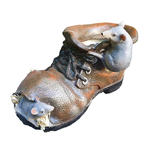 Aspinaworld Gartenfigur, Pflanzschuh mit Maus zum bepflanzen, 13 cm, Figur für den Garten, wetterfeste Deko