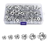 XRVRILE 160 Stück Einschlagmuttern Sortiment M3–M10 – Verzinkte Vierkrallen T-Muttern als Gewindeeinsatz für Holz, Einschlagmutter Set für Holzmöbel, Werkstatt, DIY, Möbelbau und Metallplatten