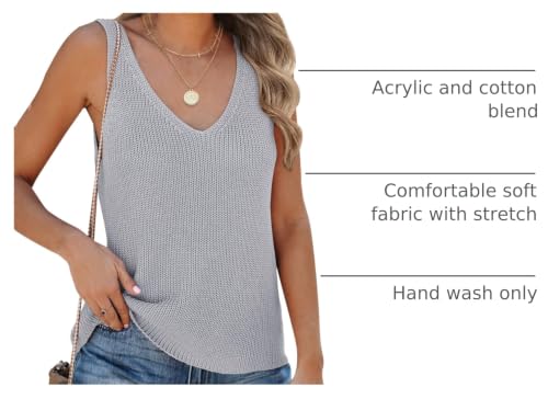 Image of Tutorutor Womens V Neck Sweater Tank Tops Summer Crochet Knit Vest Top | Sleeveless Cami, Loose Fit, Sweater Vest, Casual, Sexy, Fall Layer