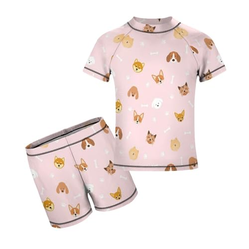 Dog Breeds HeadChildren's Swimsuits Boys Two Piece Suit8-10Y（130cm）