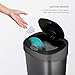 NINESTARS DZT-50-9BK Automatic Touchless Infrared Motion Sensor Trash Can, 13.2 Gal 50L, Black Steel Base (Oval, Black Lid)