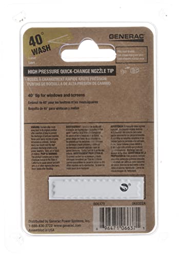 Generac 6637 40 Degree White 3.5 Quick Disconnect Spray Tip #TOP2