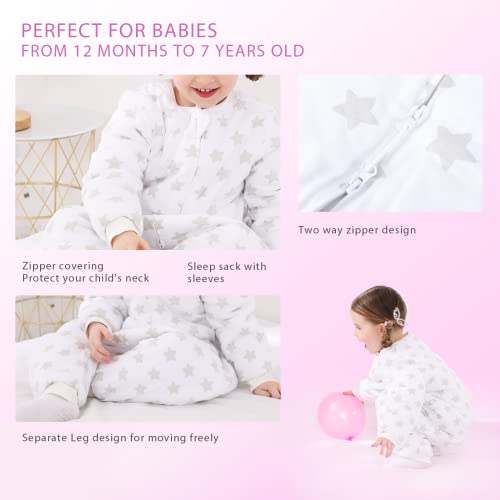 WONDAY Toddler Sleep Sack with Legs, 2.5 TOG Winter Wearable Blanket, Cozy Cotton Walker Sleep Sack for Girls 2T 3T — view 2