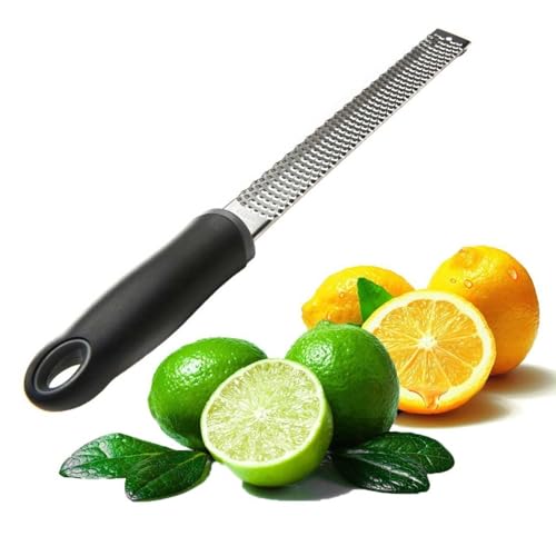 Lemon Zester & Grater for Cheese, Ginger, Garlic, Nutmeg with Length of 12.7 (Black).Nutmeg